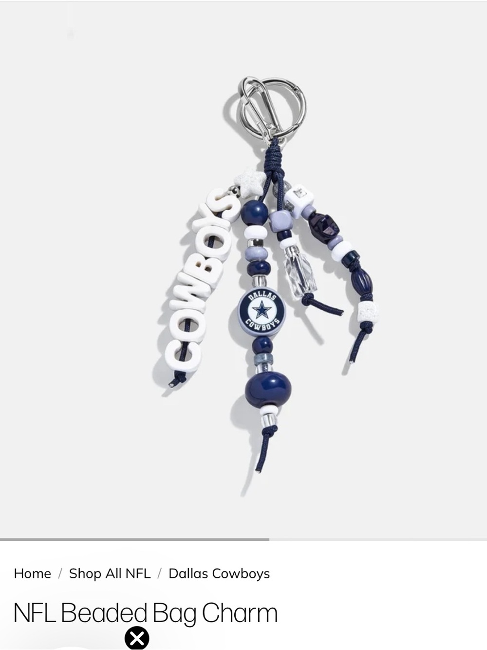 🏈🏟️Bablebar NWT Dallas Cowboys 🏟️🏈Beaded Keychain Charm